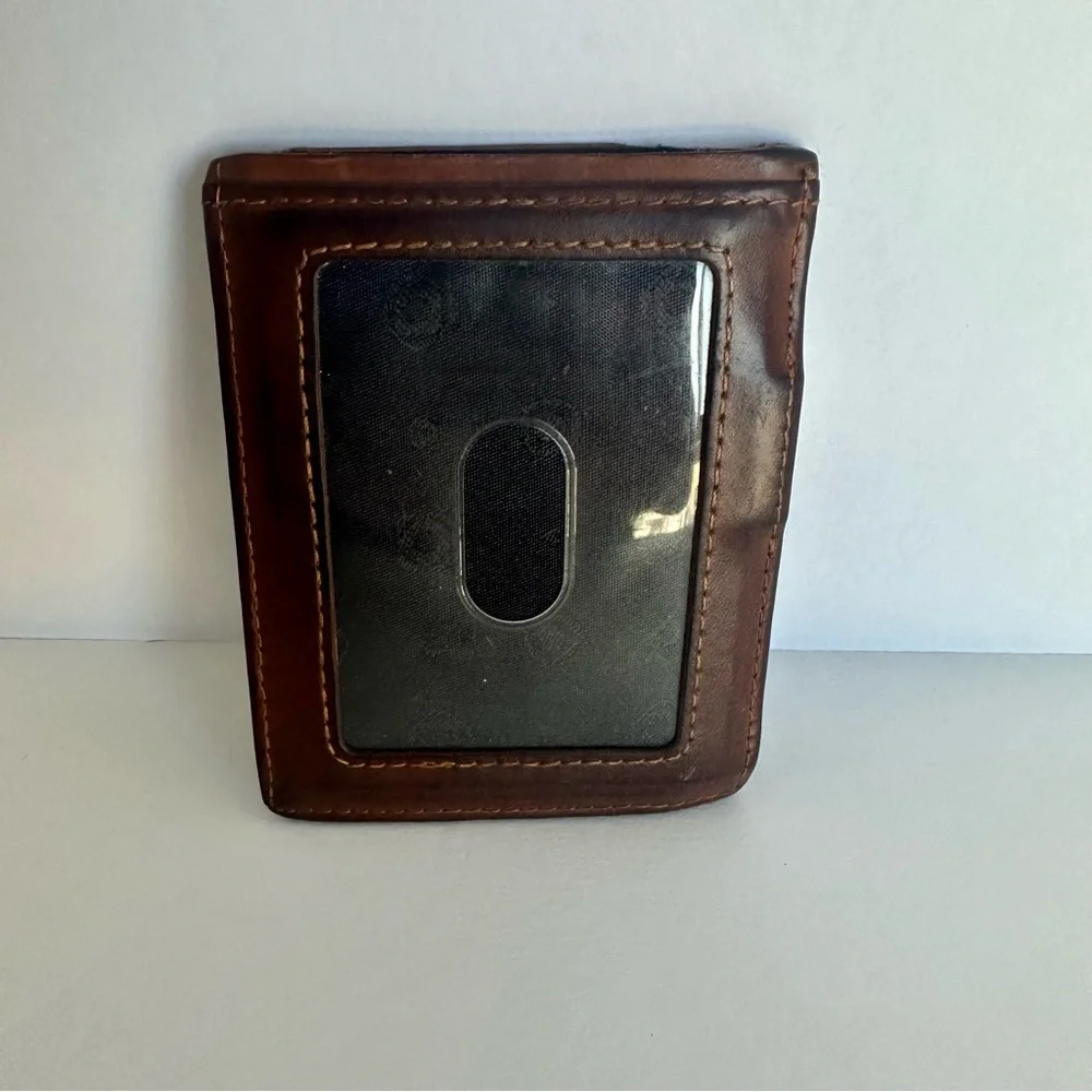 Serman Brands Men’s Slim Money Clip Wallet in Compact Cognac Brown Leather